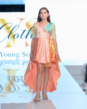 Peach Luxe High-Low Gown – South Africa Runway Look